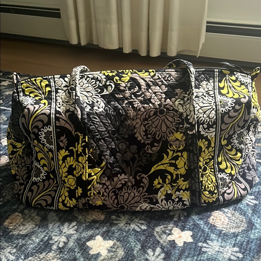 Vera Bradley Black and Yellow Travel Bags with Intricate Design
